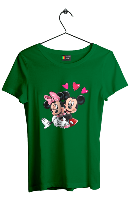 Футболка женская с принтом Микки Маус и Минни Маус. Mickey mouse, minnie mouse, дисней, микки, микки маус, минни маус, мультфильм. 2070702