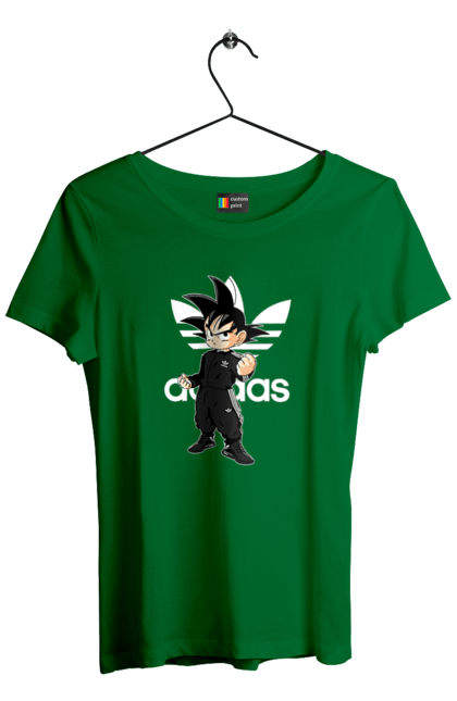 Футболка женская с принтом Adidas Сон Гоку. Adidas, anime, dragon ball, manga, son goku, адидас, аниме, гоку, жемчуг дракона, сон гоку. 2070702