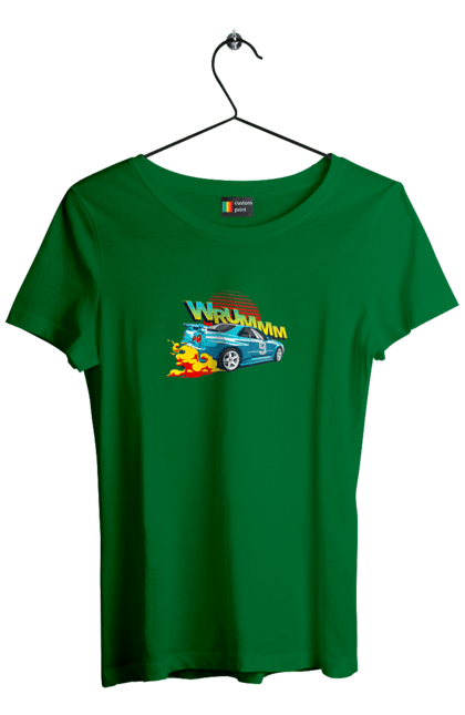 Футболка жіноча з принтом "Авто". Авто, вогонь, вулиці, денги, дрифт, спорт, спортивне авто, швидкість. 2070702