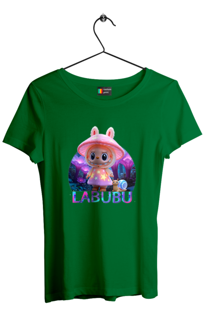 Футболка жіноча з принтом "Лабубу". Брелок лабубу, іграшка лабубу, лабубу, лабубу кока кола, лялька лабубу, мерч лабубу, мила, рожева лабубу, смішна лабубу. 2070702