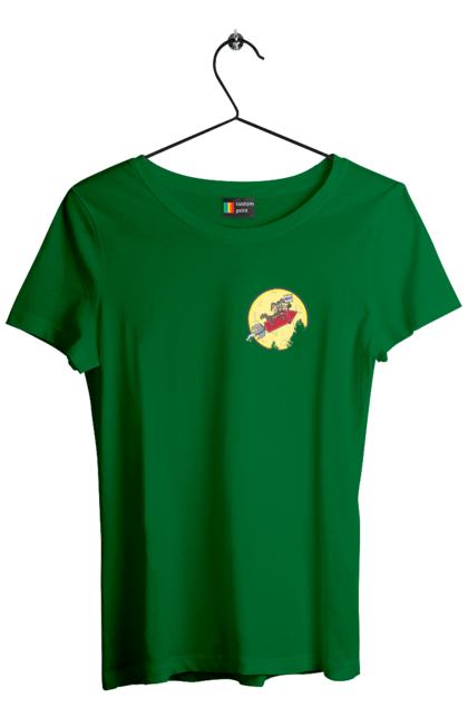 Women`s t-shirt with prints Wile E. Coyote. Anti-hero, cartoon character, fast and bold, funny melodies, kayot, north american cayot, thief, villas, wiley, wili kayot. 2070702