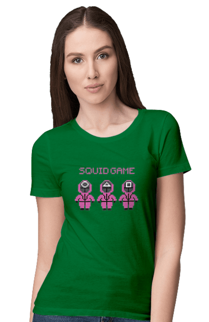 Women`s t-shirt with prints Squid Game. Netflix, security guard, squid game, tv series. 2070702