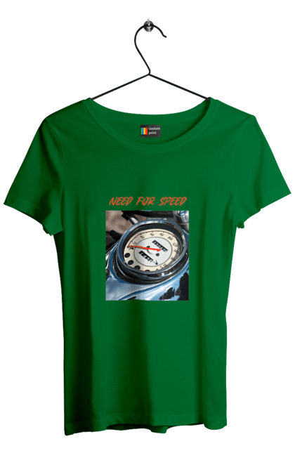 Футболка жіноча з принтом "Мото 3". Байкер, дорогая, мотоцикл, ретро, скорость, спидометр, стиль жизни. 2070702