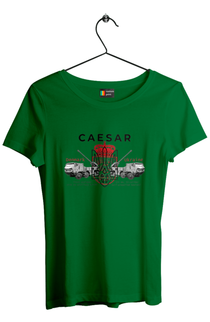Футболка жіноча з принтом "Caesar". Caesar, himars, залужний, зброя. 2070702