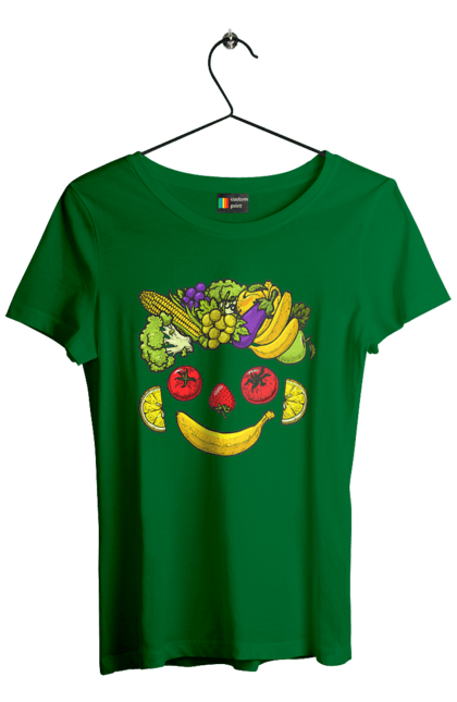 Футболка жіноча з принтом "Зсж Посмішка". Зож, овоч, посмішка, фрукт. 2070702