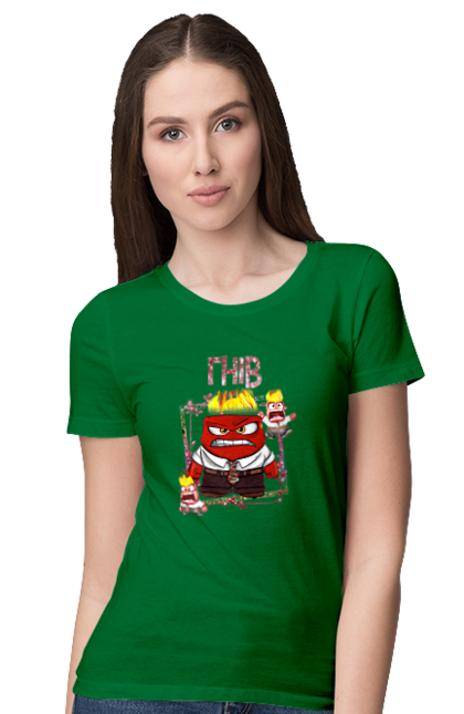 Women's t-shirt with prints Inside Out Anger. Anger, cartoon, emotions, inside out, pixar, puzzle, thoughts inside out. 2070702