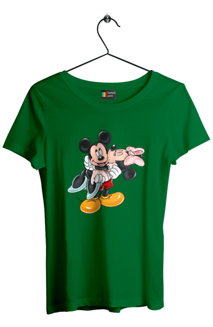 Футболка женская с принтом Микки Маус и Минни Маус. Mickey mouse, minnie mouse, дисней, микки, микки маус, минни маус, мультфильм. 2070702