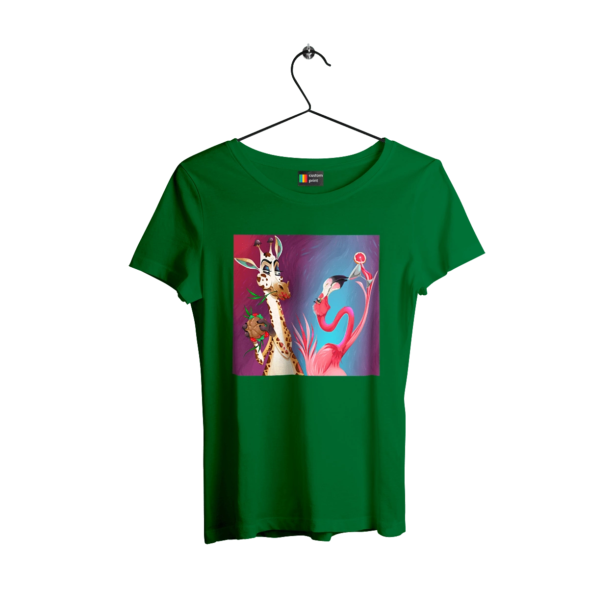 Giraffe And Flamingo At The Party