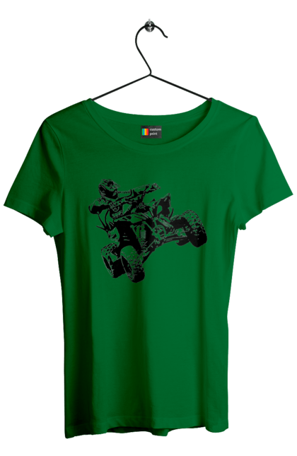 Футболка жіноча з принтом "Людина На Квадроциклі Чорний". Гонки, екстрим, квадроцикл. 2070702