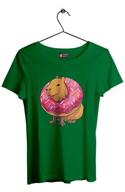 Футболка жіноча з принтом "Капібара". Capybara, капибара, капібара, копибара, копіпара, пончик. futbolka.stylus.ua