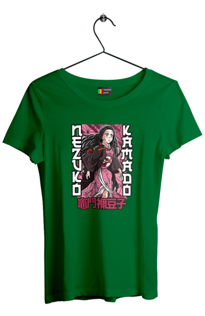 Women's t-shirt with prints Demon Slayer Nezuko. Anime, demon slayer, kimetsu no yaiba, manga, nezuko, serial. 2070702