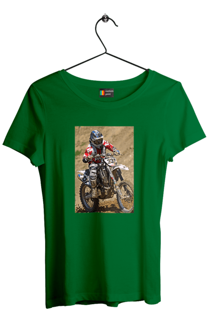 Women`s t-shirt with prints MOTOR RACER. Athlete, moto, motor racer, motorbike, sport. 2070702