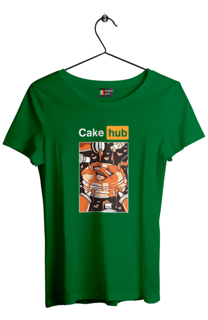 Футболка жіноча з принтом "Кейк Хаб". Брутальна, гумор, кейк хаб, порн хаб, прикол. 2070702