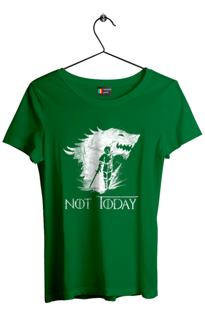 Women's t-shirt with prints Game of Thrones Arya. Arya, game, got, not today, stark, starks, thrones, tv show, wolf, wolves. 2070702