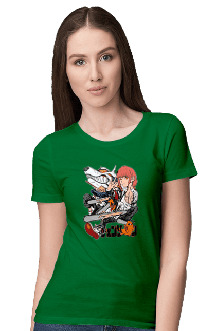 Women's t-shirt with prints Chainsaw Man. Anime, chainsaw man, demon, denji, manga, pochita, shonen. 2070702