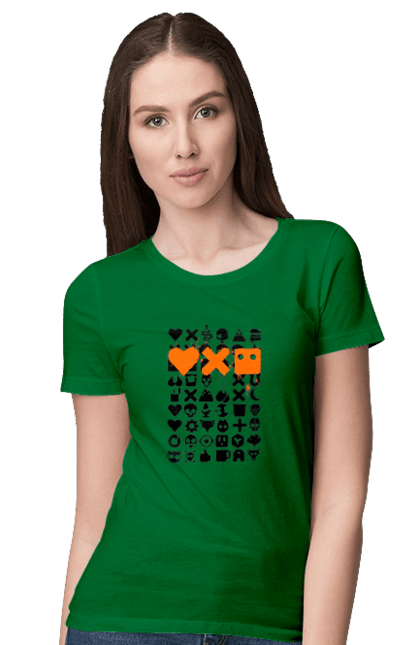 Футболка женская с принтом Роботизация. Robot, жизнь роботов, код, код машин, любовь машин, любовь роботов, роботизированная любовь, роботы в жизни, роботы и любовь. 2070702