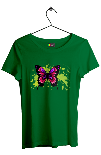 Women`s t-shirt with prints Pink Butterfly. Butterfly. 2070702