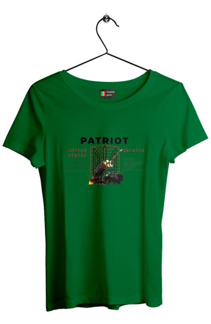 Футболка жіноча з принтом "Patriot". Caesar, himars, patriot, залужний, зброя. 2070702
