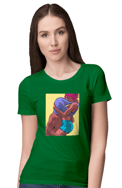 Women`s t-shirt with prints Man Under The T-Shirt In Girls. Boobs, passion. 2070702