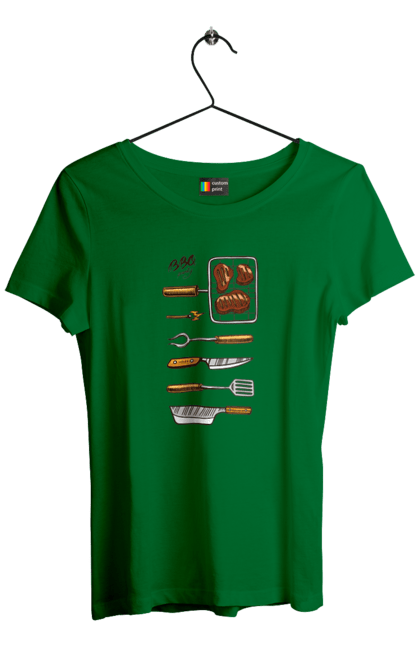 Women`s t-shirt with prints Barbecue Party. B-b-q, fry, meat. 2070702