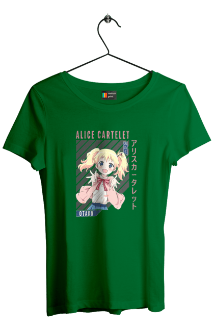 Футболка жіноча з принтом "Золота мозаїка Аліса Картелет". Alice cartelet, anime, kiniro mosaic, kinmoza, manga, аліса, аліса картелет, аніме, золота мозаїка, манга. 2070702