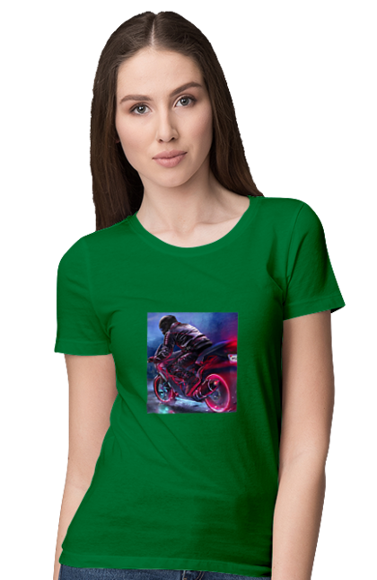 Футболка женская с принтом Мотоцикл. Motolove, motorcycle, report, troll, украина. 2070702