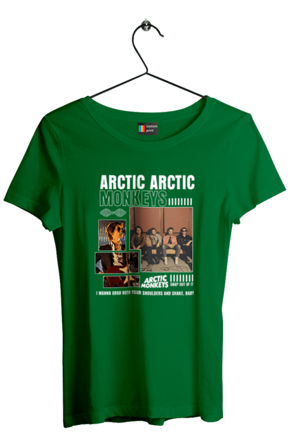 Women's t-shirt with prints Arctic Monkeys. Arctic monkeys, garage rock, group, indie rock, music, post-punk revival, psychedelic rock, rock. 2070702