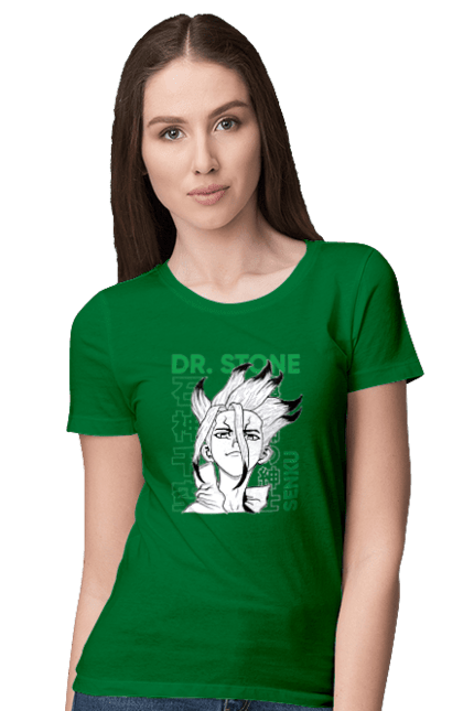 Women's t-shirt with prints Dr. Stone Senku. Anime, dr. stone, ishigami, manga, senku, senku ishigami. 2070702