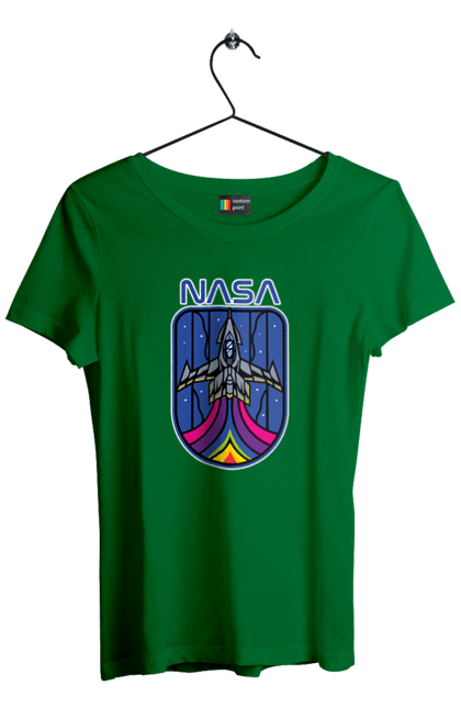 Women's t-shirt with prints NASA. Aeronautics, astronautics, aviation, nasa, research, rocket, science, space, technologies, usa. 2070702