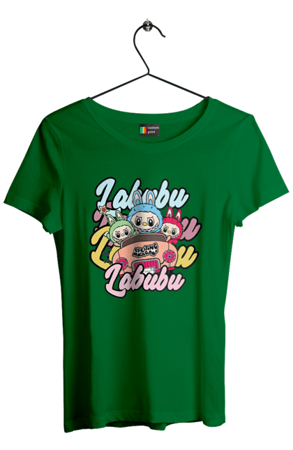 Футболка жіноча з принтом "Лабубу". Іграшка лабубу, лабубу, лабубу кока кола, мерч лабубу, мила, рожева лабубу, смішна лабубу. 2070702