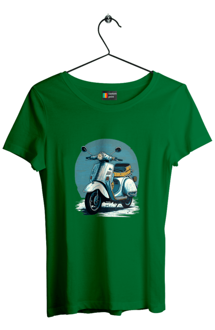 Футболка жіноча з принтом "Мопед". Відпочинок, літо, мопед, скутер, швидкість. 2070702