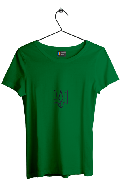 Футболка жіноча з принтом "Тризуб малий". Герб, герб україни, патріотичне, україна, українська символіка, українське. 2070702