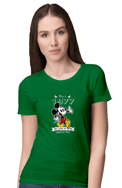 Футболка женская с принтом Микки Маус. Mickey mouse, дисней, микки, микки маус, мультфильм. 2070702