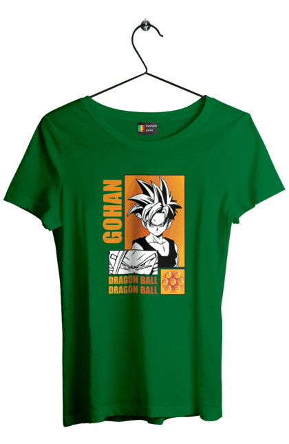 Футболка жіноча з принтом "Перли дракона Гохан". Anime, dragon ball, goku, manga, аніме, гоку, гохан, манга, перли дракона. 2070702