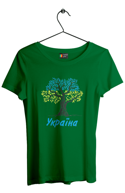 Women`s t-shirt with prints Blue yellow tree Ukraine. Blue yellow tree, symbol of ukraine, ukraine, ukrainian symbols, ukrainian tree. 2070702