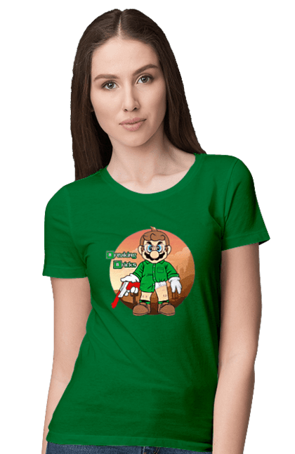 Women's t-shirt with prints Breaking Bad Mario. Breaking bad, character, game, mario, mario bros, nintendo, super mario bros. 2070702