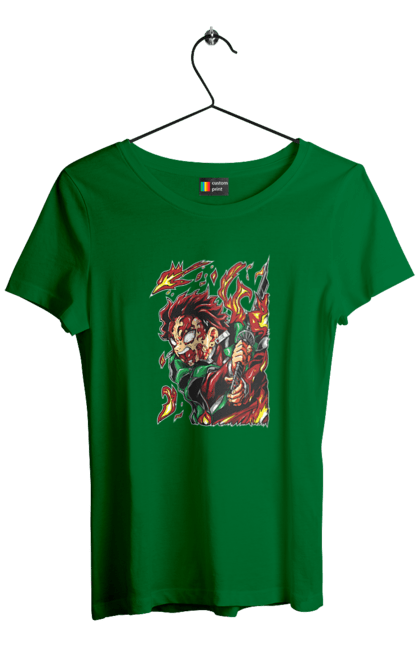 Women's t-shirt with prints Demon Slayer Tanjiro. Anime, demon slayer, kamado tanjiro, manga, tanjiro. 2070702