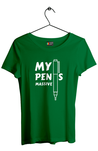 Футболка жіноча з принтом "Моя ручка величезна". Гумор, мем, моя ручка величезна, прикол, прикольна, смішна. 2070702