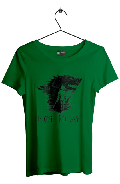 Women's t-shirt with prints Game of Thrones Arya. Arya, game, got, not today, stark, starks, thrones, tv show, wolf, wolves. 2070702