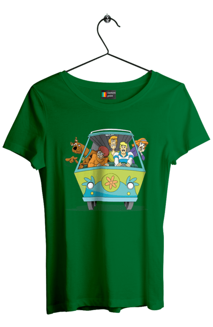 Women`s t-shirt with prints Scooby Doo Machine. Car, cartoon, dog, scooby doo. 2070702