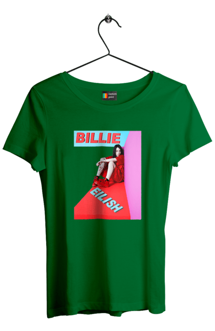 Футболка жіноча з принтом "Біллі Айліш". Біллі айліш, логотип біллі айліш, принт біллі айліш, співачка біллі айліш. 2070702