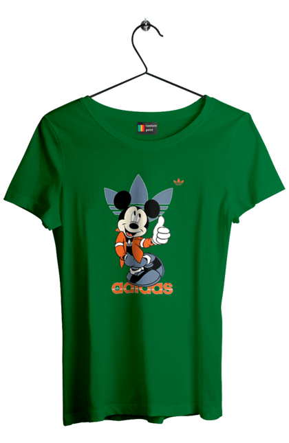 Футболка жіноча з принтом "Adidas Міккі Маус". Adidas, mickey mouse, адідас, дісней, міккі, міккі маус, мультфільм. 2070702