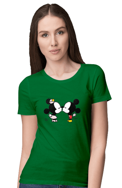 Футболка женская с принтом 38. Mickey mouse, minnie mouse, дисней, микки, микки маус, минни маус, мультфильм. 2070702