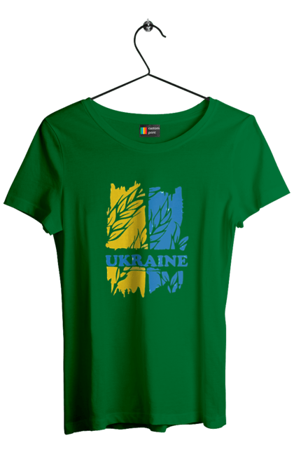 Футболка жіноча з принтом "Україна колоски пшениці". Колоски пшениці, символ україни, україна, україна колоски пшениці, українська символіка. 2070702