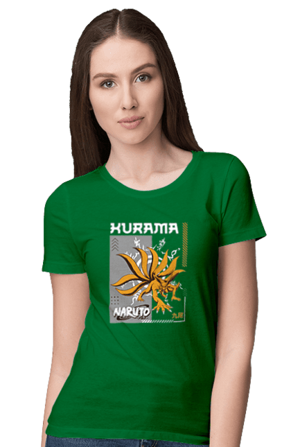 Women's t-shirt with prints Naruto Kurama. Anime, character, kurama, manga, naruto, ninja, tv series. 2070702