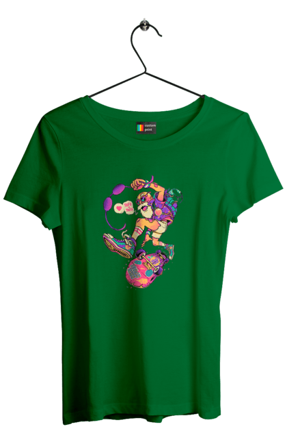 Women`s t-shirt with prints Grandfather on the wave. Age, be young, chase, cool grandfather, drive, fire, grandfather and skate, play, sport, youth at heart. 2070702