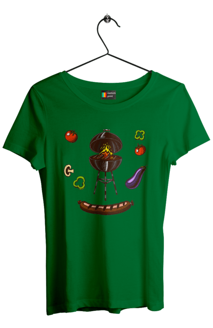 Футболка женская с принтом Барбекю Сосиска. Барбекю, гриль, жарить, сосиска. 2070702