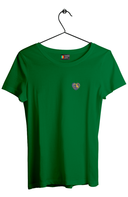 Women`s t-shirt with prints Hearts of the unbreakable. Dark blue, heart, symbolics, ukraine, unbreakable. 2070702