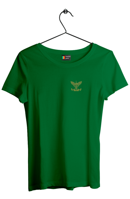 Футболка жіноча з принтом "Десантно штурмові війська України". Армійська, військова, емблема, мілітарі, хакі. 2070702