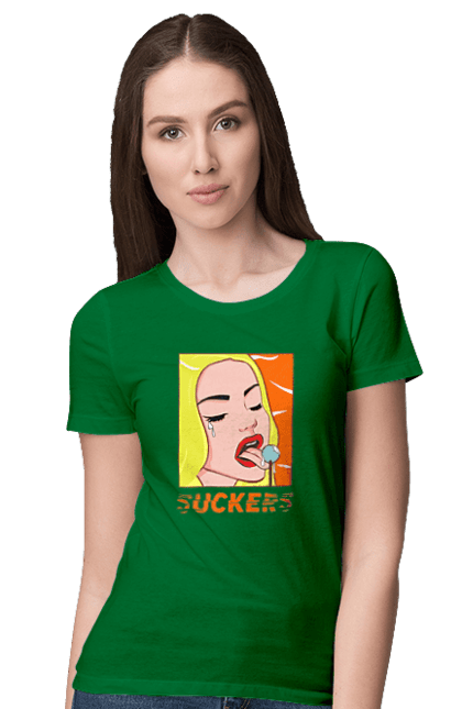 Women`s t-shirt with prints Suckers. Chupa chups, cool, funny, humor, meme, sackers. 2070702